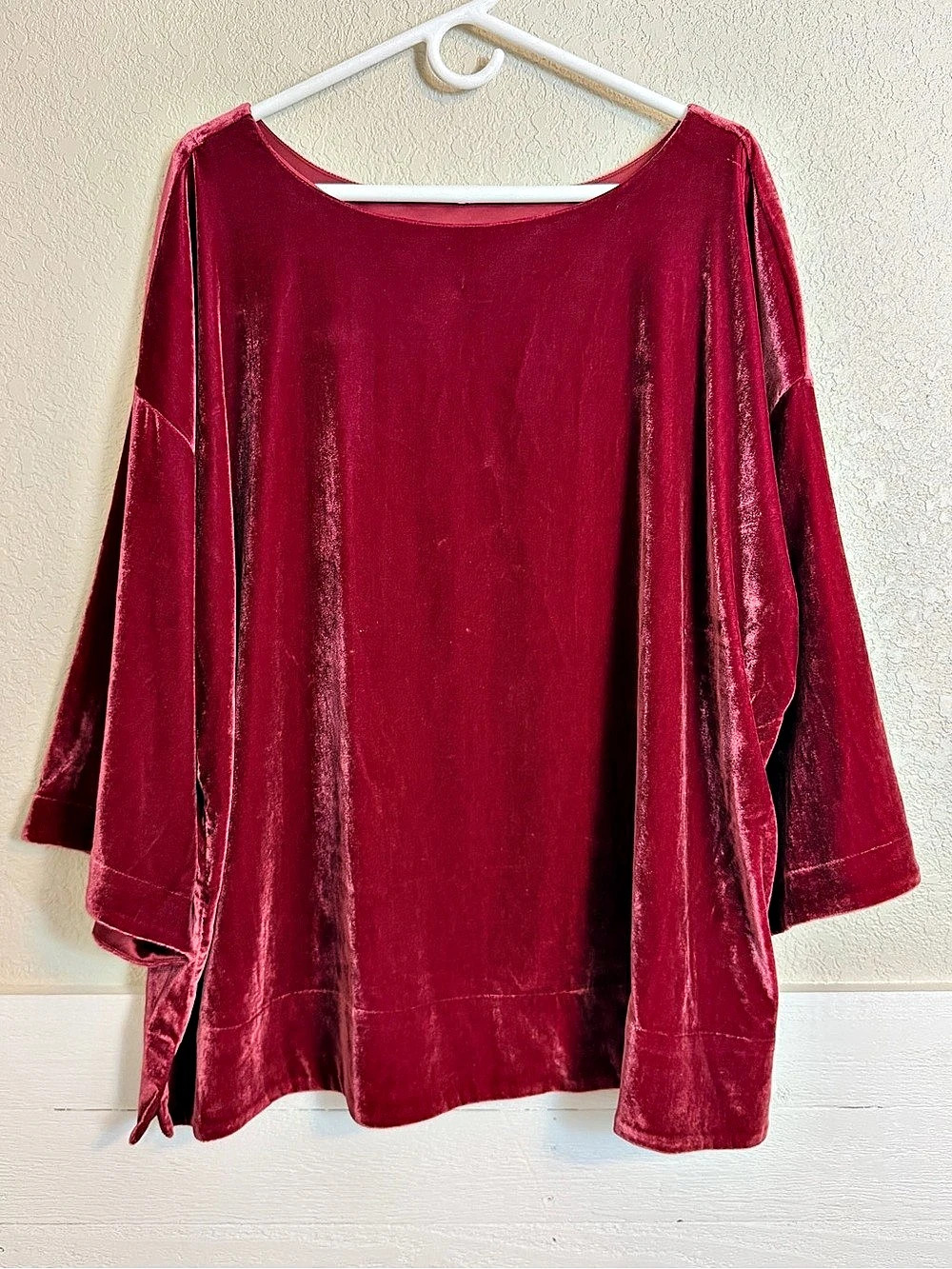 Soft Surroundings Aria Velvet Top Deep Red size 2X VEUC
